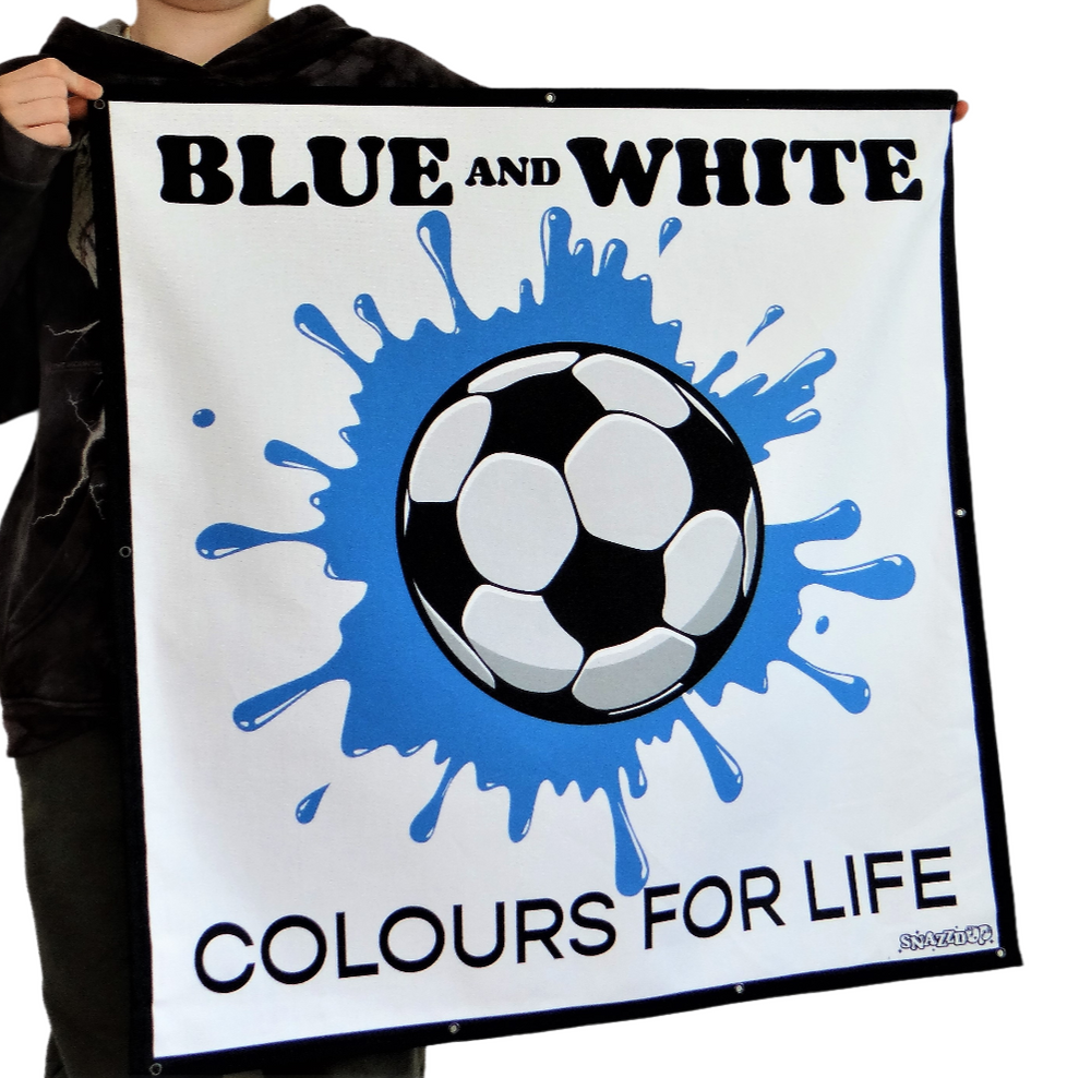 Blue & White Football Team Colours Trampoline Net Poster