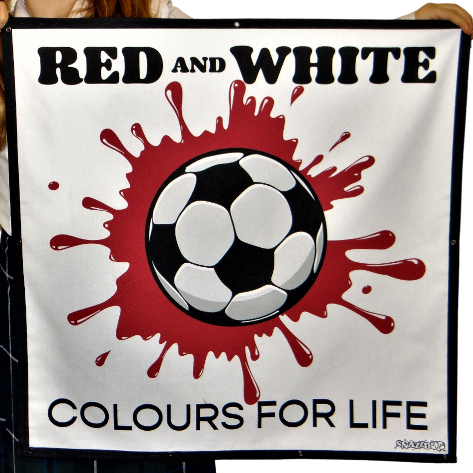 Red & White Football Team Colours Trampoline Net Decoration