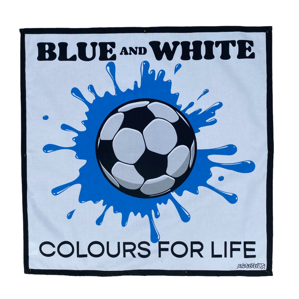 Blue & White Football Team Colours Trampoline Net Decoration