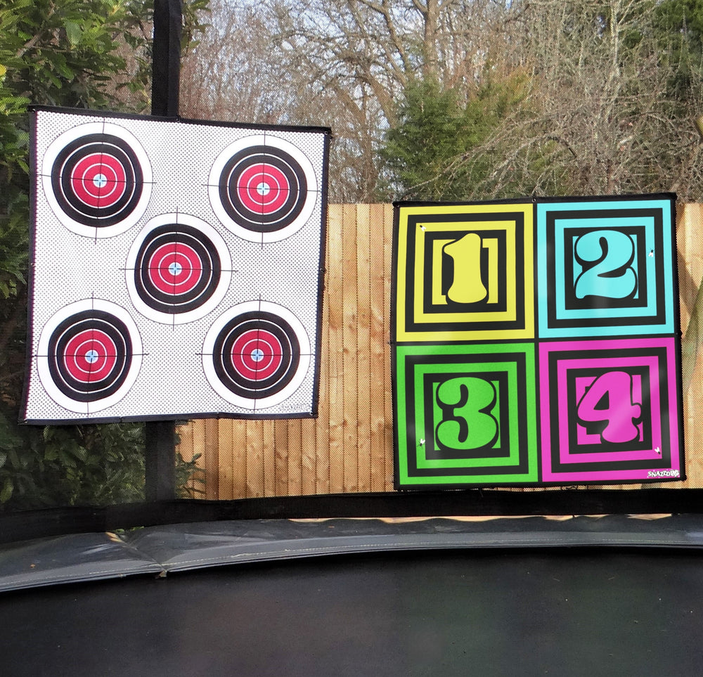 Nerf Shooting & Ball Throwing Trampoline Net Targets Garden Game Twin Pack