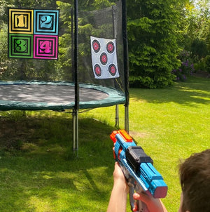 Nerf Shooting & Ball Throwing Trampoline Net Targets Garden Game Twin Pack