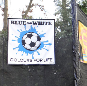 Blue & White Football Team Colours Trampoline Net Poster