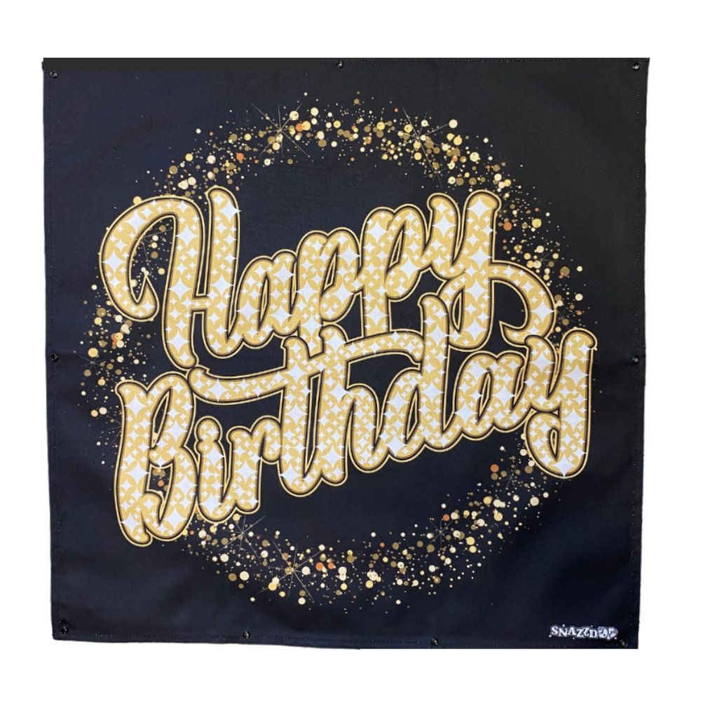 Trampoline Net Birthday Decoration - Sparkly Happy Birthday Party Banner