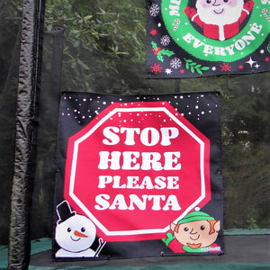 
            
                Load image into Gallery viewer, Stop Here Santa Fun Garden Christmas Decoration Trampoline Net Sign
            
        