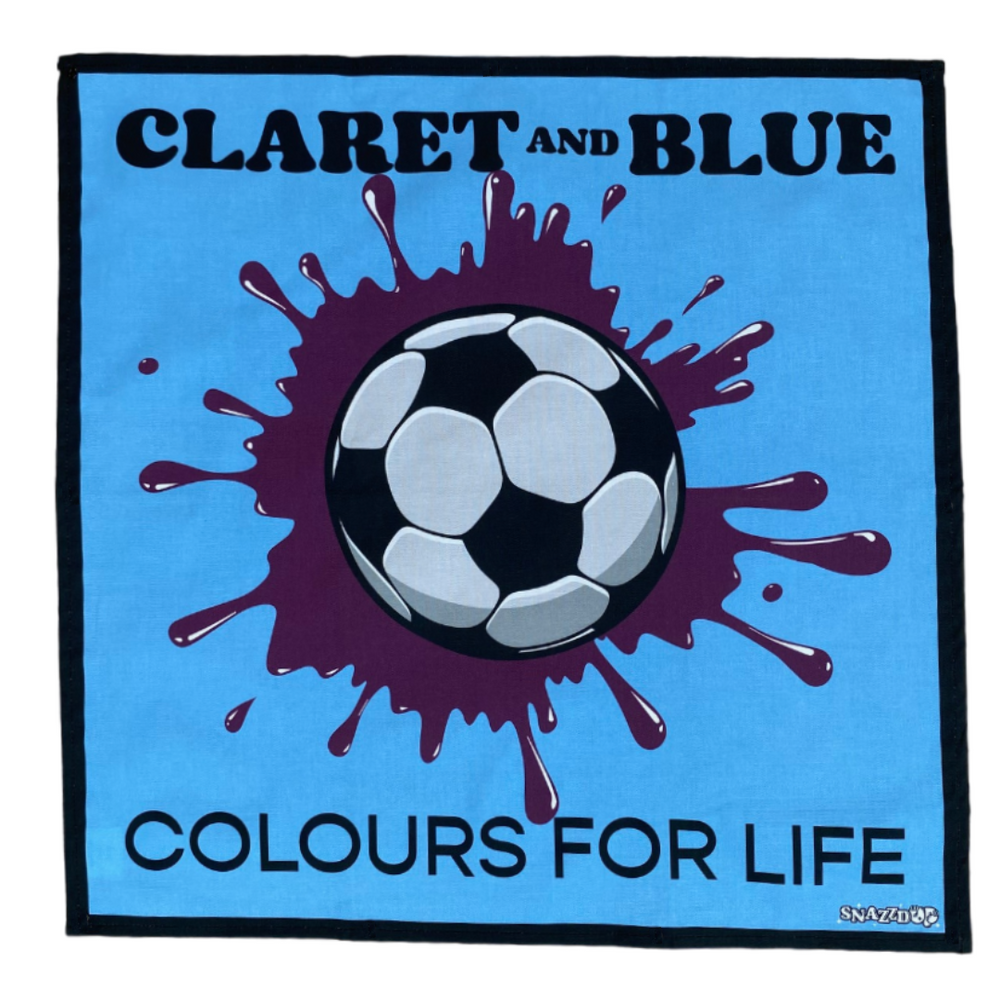 Claret and Blue Football Team Colours Original Design Large Tea Towel