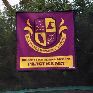 Trampoline Net Poster - Wizard School Broomstick Flying Sign