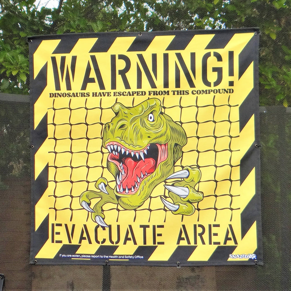 
            
                Load image into Gallery viewer, Escaped Dinosaur Warning Sign For Your Trampoline
            
        