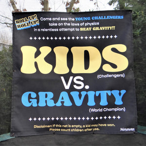 
            
                Load image into Gallery viewer, Fun Trampoline Net Art - Kids Vs Gravity Poster
            
        