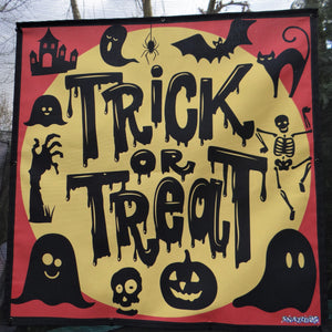 Trick Or Treat Halloween Garden Decoration Trampoline Poster